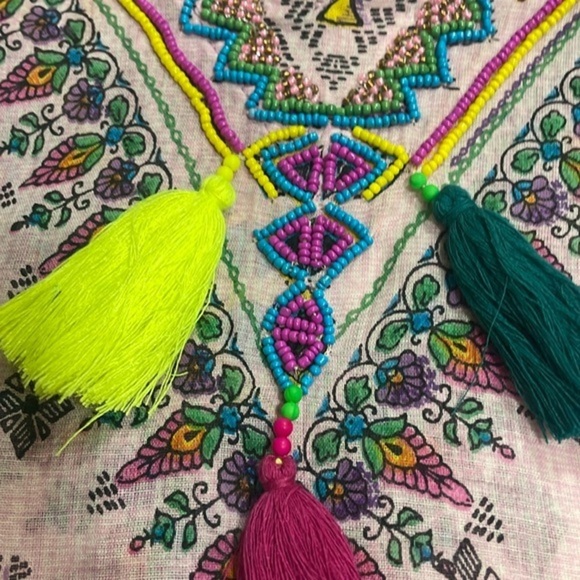 (E1) Debbie Katz, embroidered dress with stones and sequins, 100% cotton, size S - Picture 2 of 12